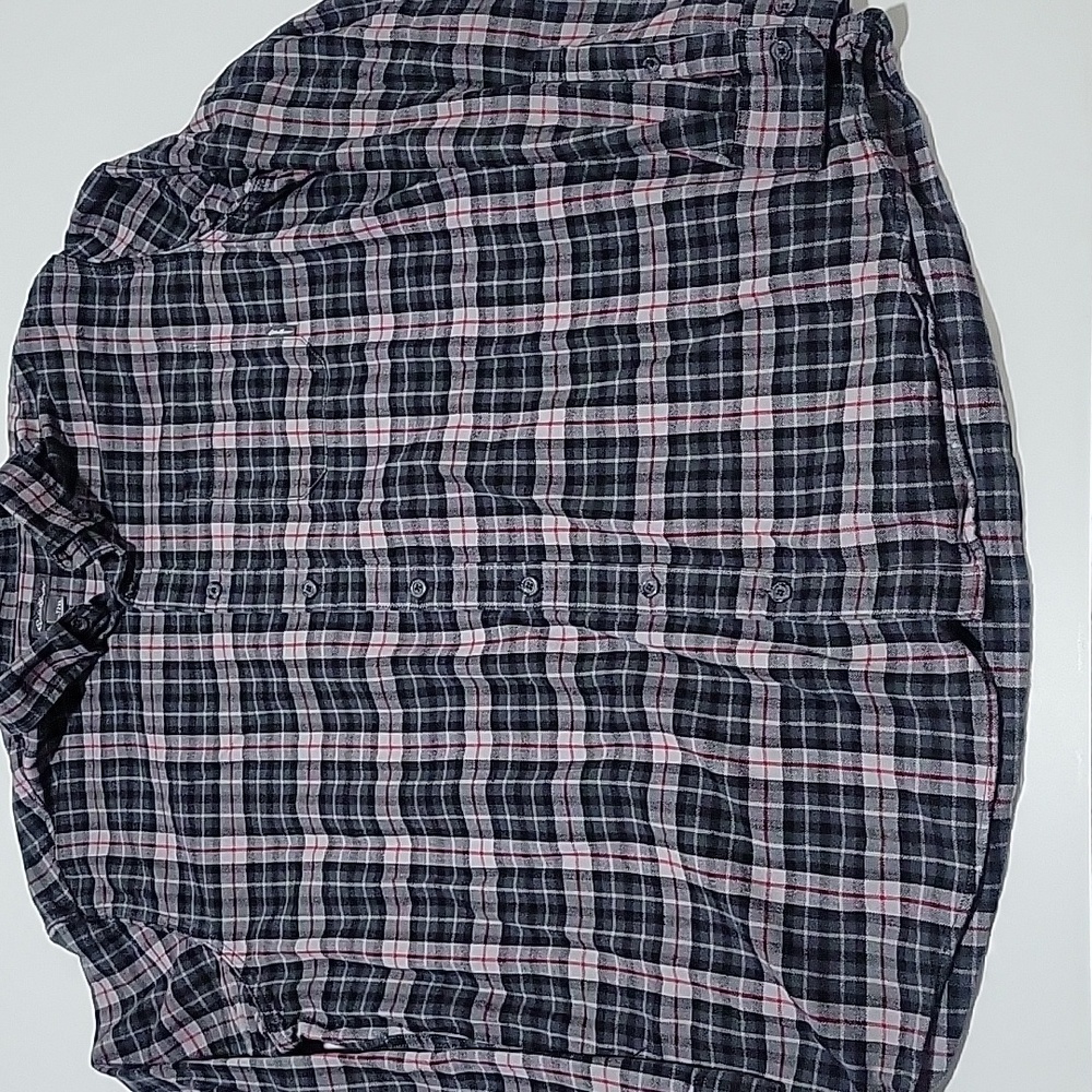 Eddie Bauer Dark Plaid Button-Down 100% Cotton  Flannel XXL
